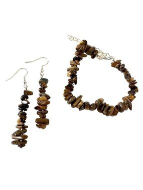 Natural Stone Handcrafted Jewelry Boho Bracelet Earrings